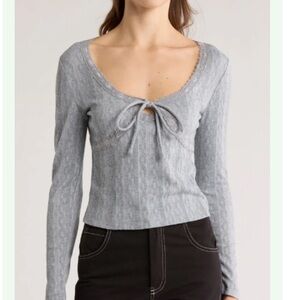 Elodie Light Gray Long Sleeve Blouse